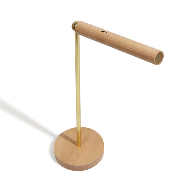 Minimalistische houten bureaulamp