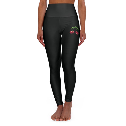 High Waisted Yoga Leggings Cherry