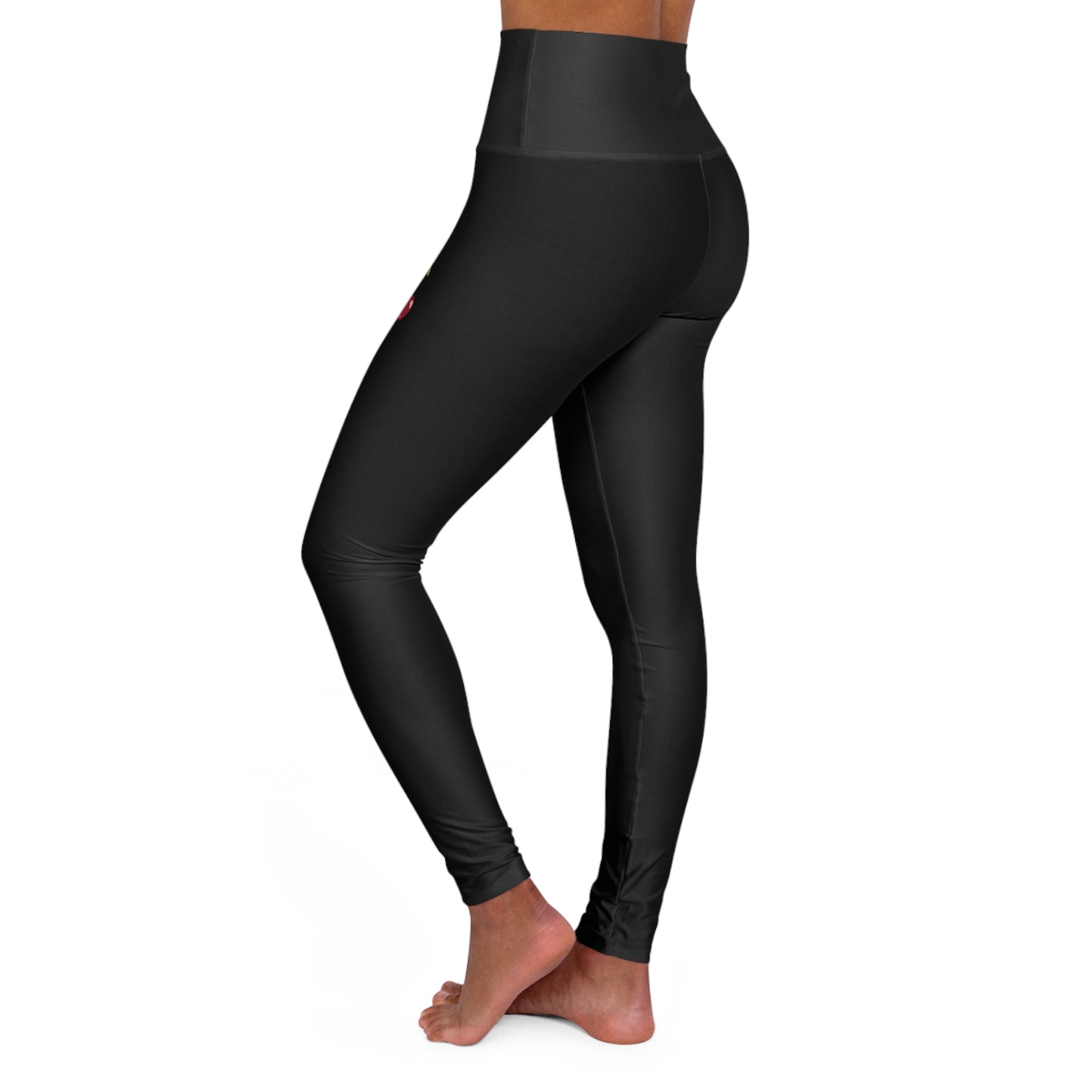 High Waisted Yoga Leggings Cherry