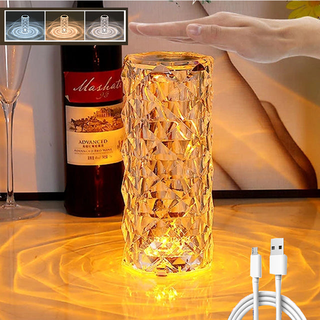 Lampe de table en cristal 3/16 couleurs