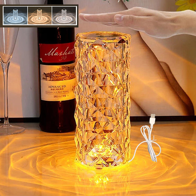 Lampe de table en cristal 3/16 couleurs