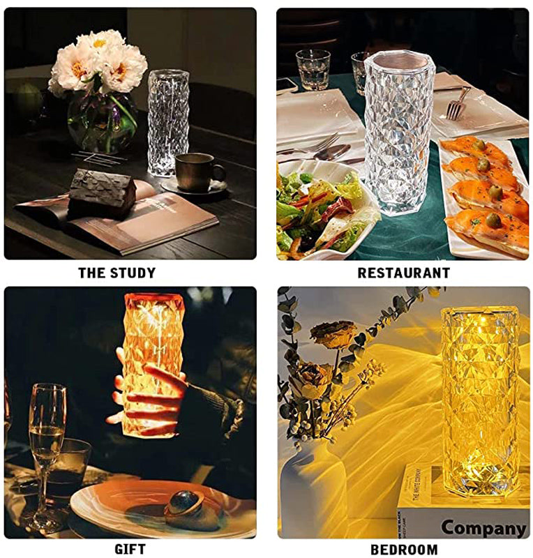 Lampe de table en cristal 3/16 couleurs