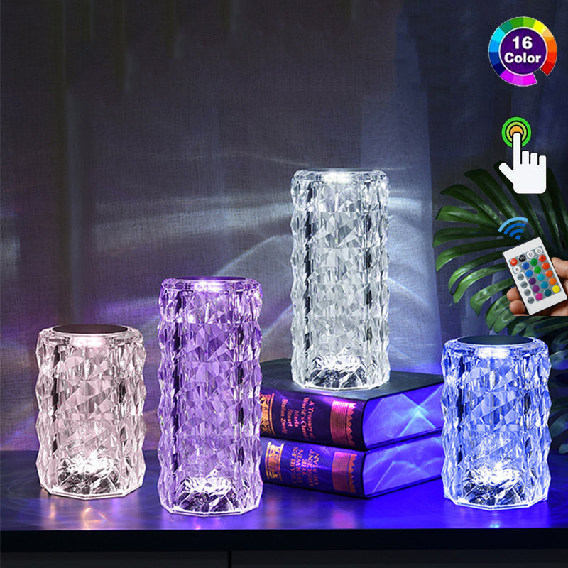 Lampe de table en cristal 3/16 couleurs