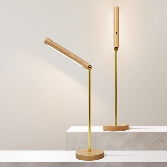 Minimalistische houten bureaulamp