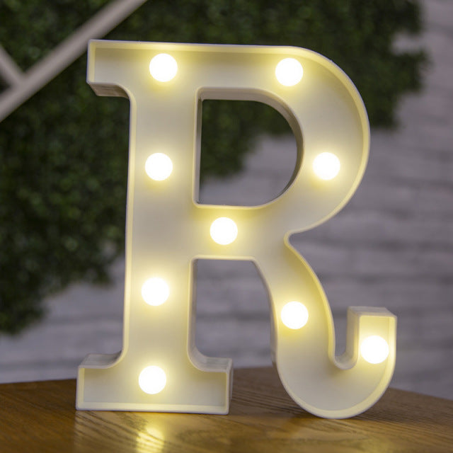 Lumières LED avec lettres de l'alphabet