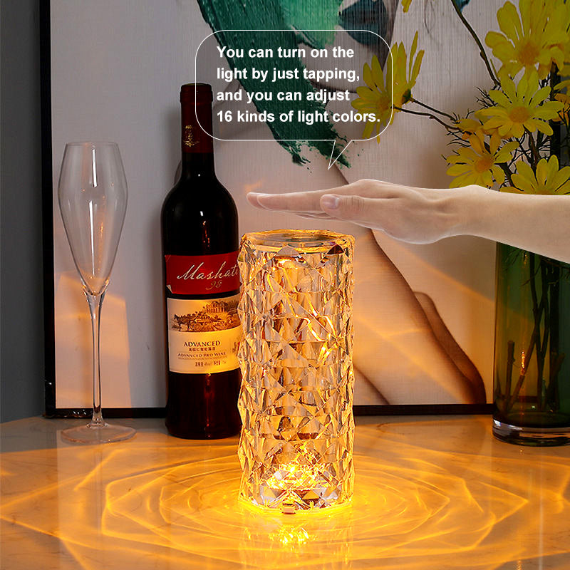 Lampe de table en cristal 3/16 couleurs